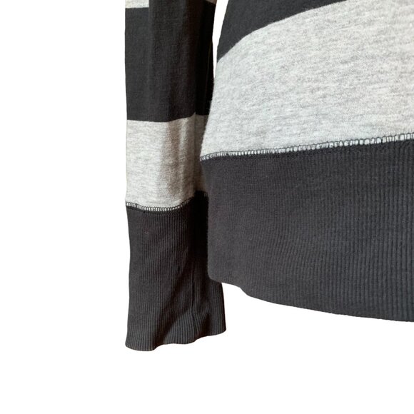 CONVERSE - Stripes Black grey  long sleeve mock neck Zip-up top pockets - medium - Picture 6 of 12